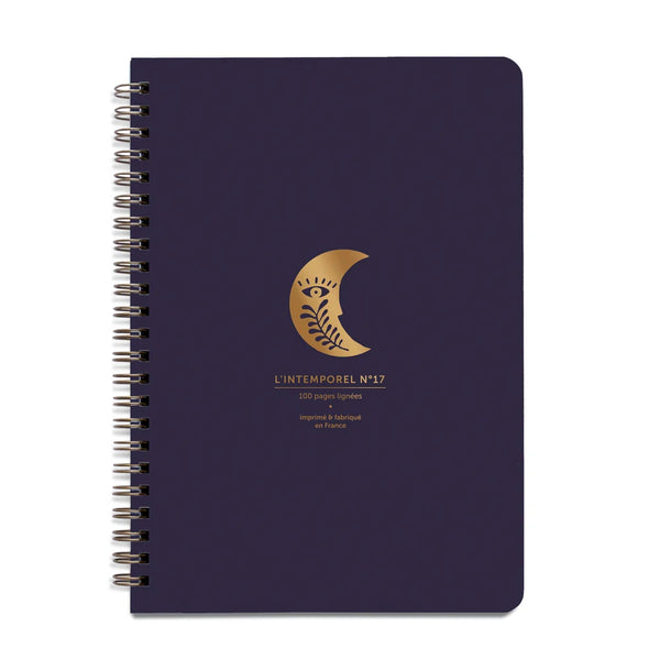 Carnet ligné spirale lune